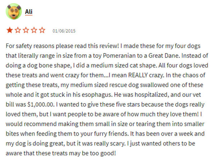 So Tasty It Sent My Dog To The Hospital. Definitely The Recipe's Fault. One Star