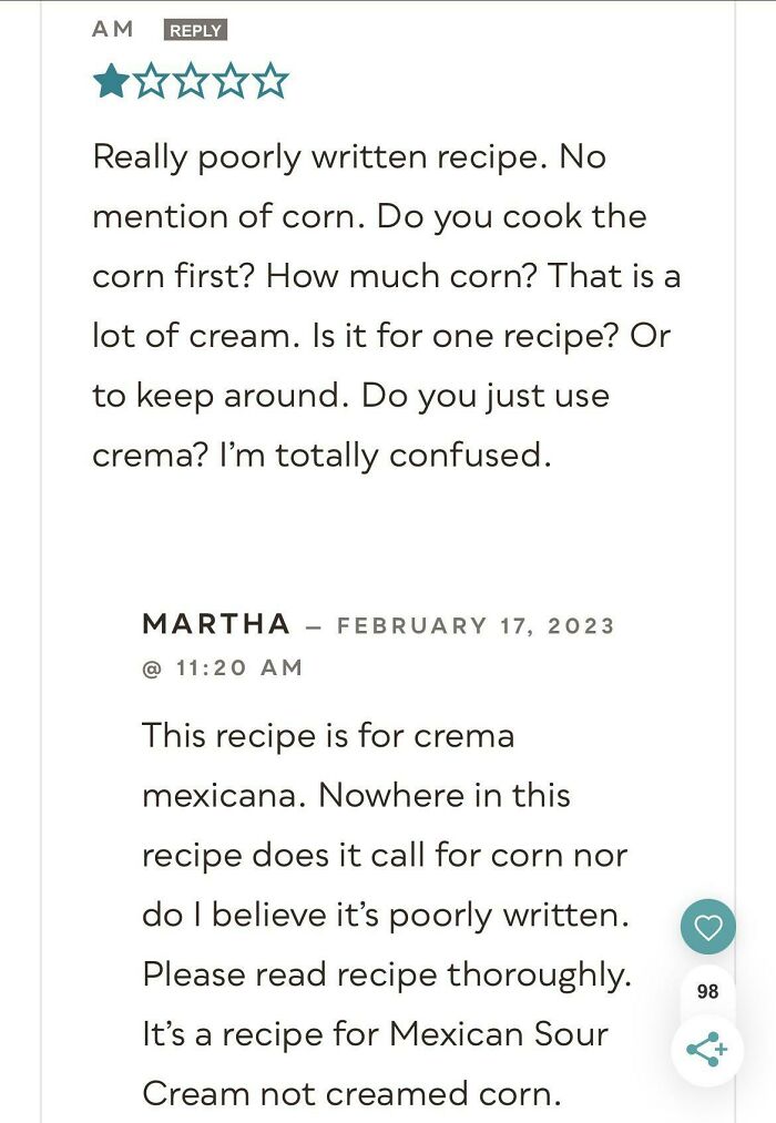No Mention Of Corn In A Mexican Crema Recipe
