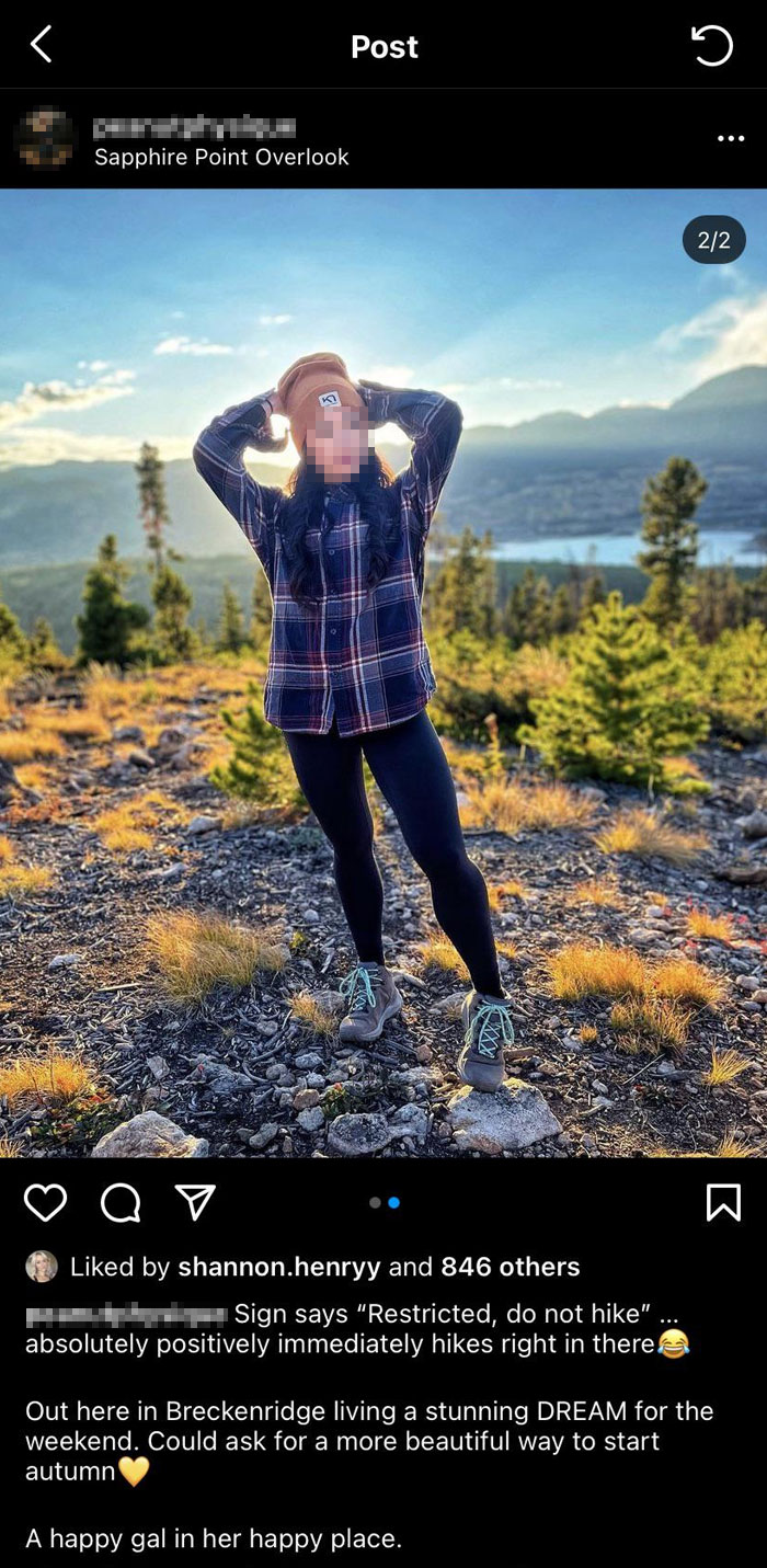 When Influencers Completely Ignore Signs In Nature And Proudly Share It With Hundreds Of Followers