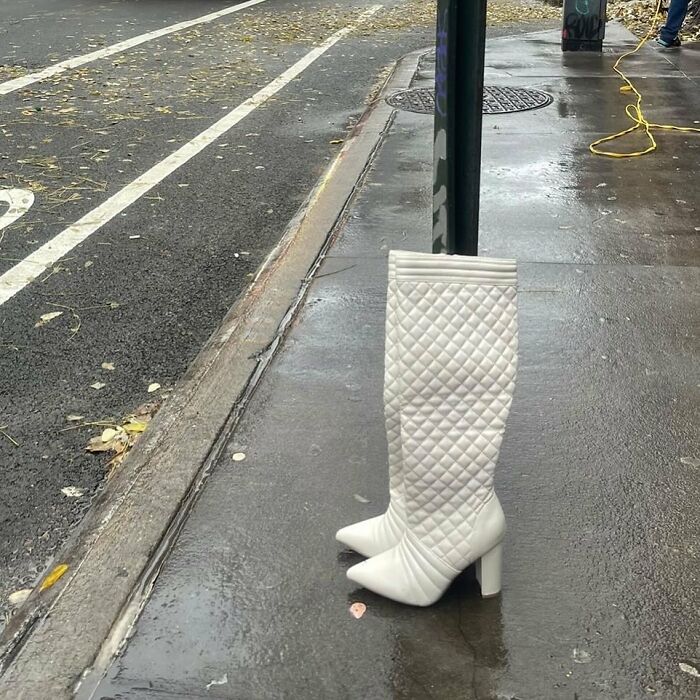 These Boots Were Made For ____? Size 7 “Experimental Theatre Boots On E 4th Outside Of The Kraine. With Love From The NY Neo-Futurists”