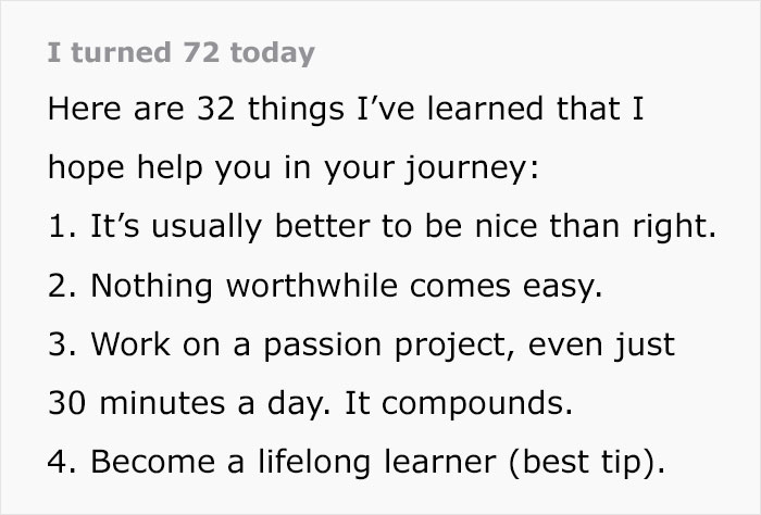 &ldquo;Cheat Sheet&rdquo;: 72-Year-Old Imparts 32 Pearls Of Wisdom To Navigate Life&rsquo;s Challenges
