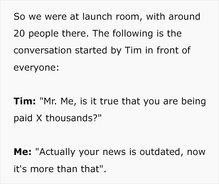 Guy Gets Called Out Over Big Salary, Puts Coworker In His Place
