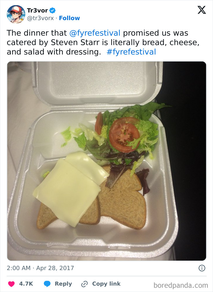 Sad Sandwich From The Fyre Music Festival