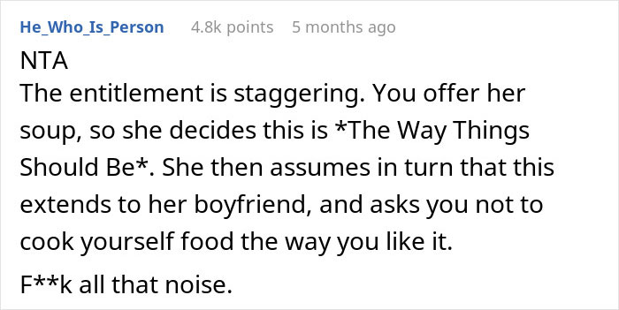 "The Entitlement Is Staggering": Woman Shocked After Roommate Demands She Remake Soup For Her BF