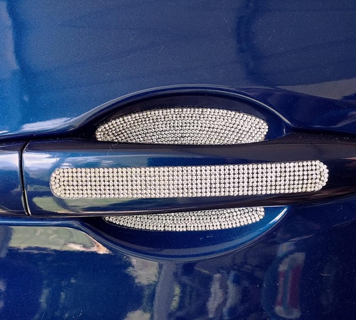 Make Your Car Dazzle: Silver Rhinestone Car Door Handle And Bowl Protection