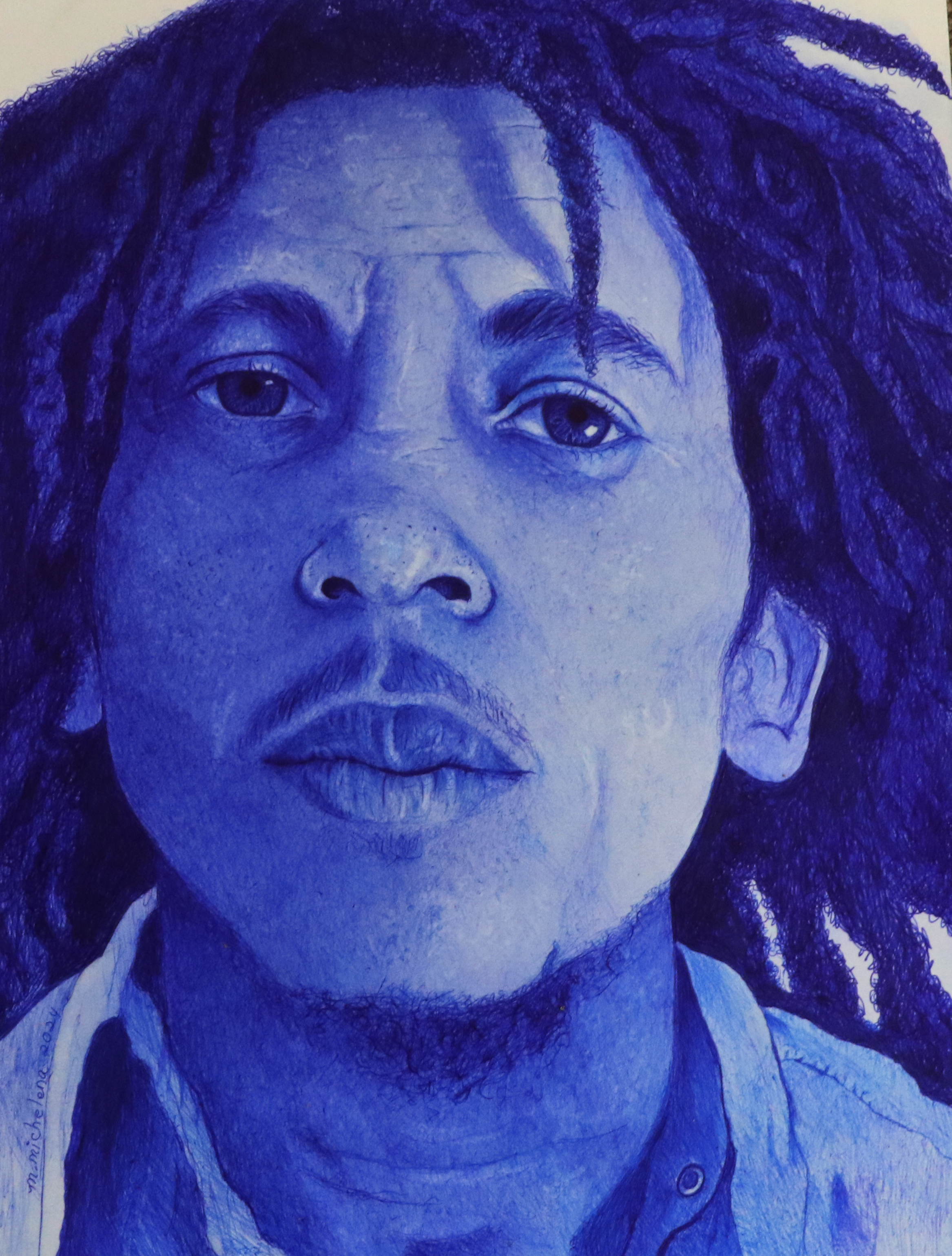 Finished Bob Marley. Bic Pen On Strathmore Paper.