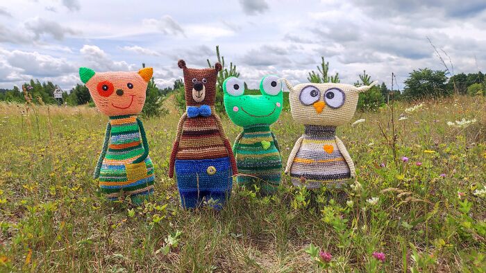 Cat, Bear, Frog, Owl