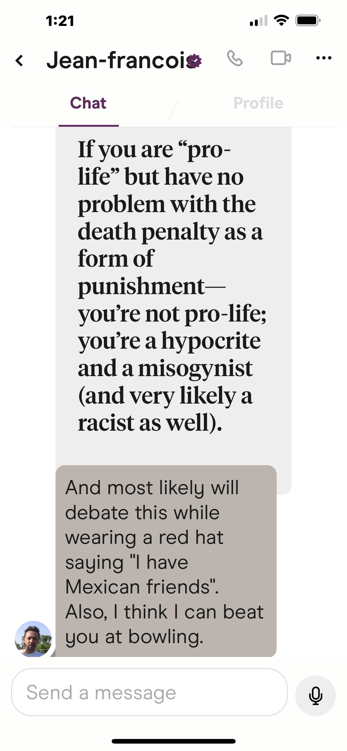 Hinge Messages I Have Received.