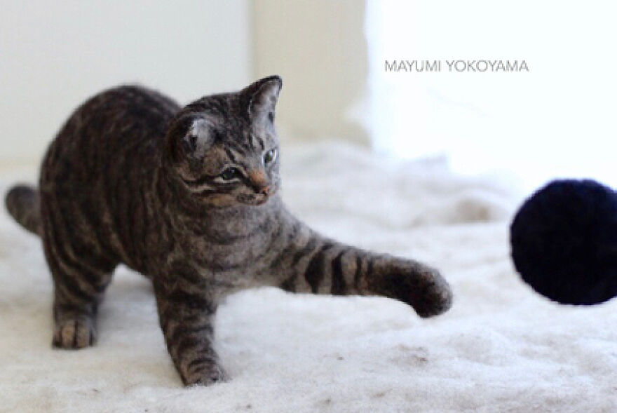 Japanese Artist Creates Cute, Realistic Cats With Felted Wool (Interview)