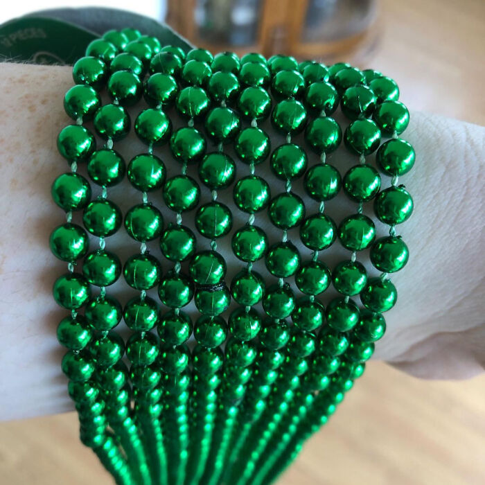 Drape Yourself In Festive Vibrant Metallic Green Beaded Necklaces 