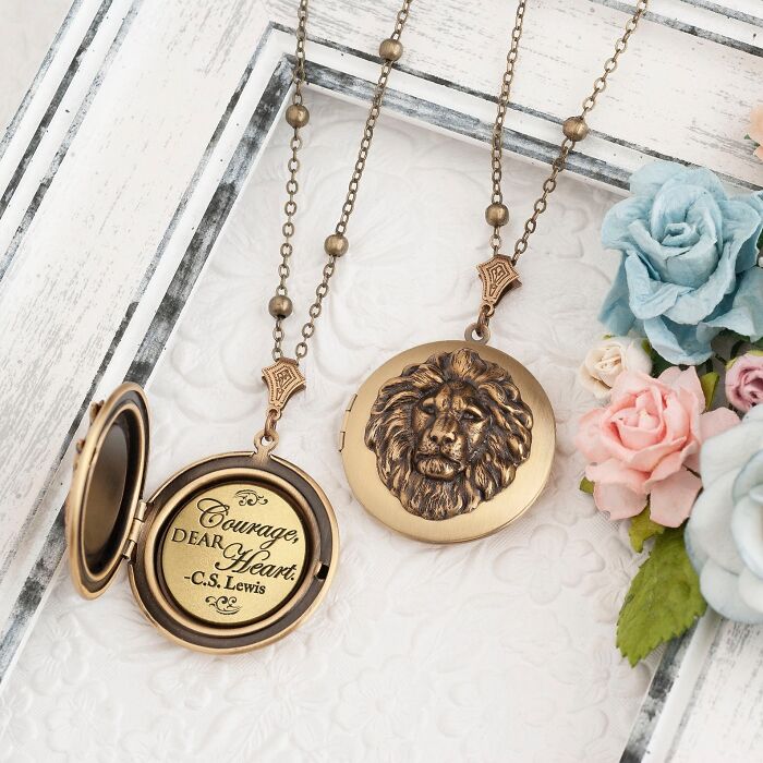 Carry Aslan's Courage With You: Lion Necklace With C. S. Lewis Quote 