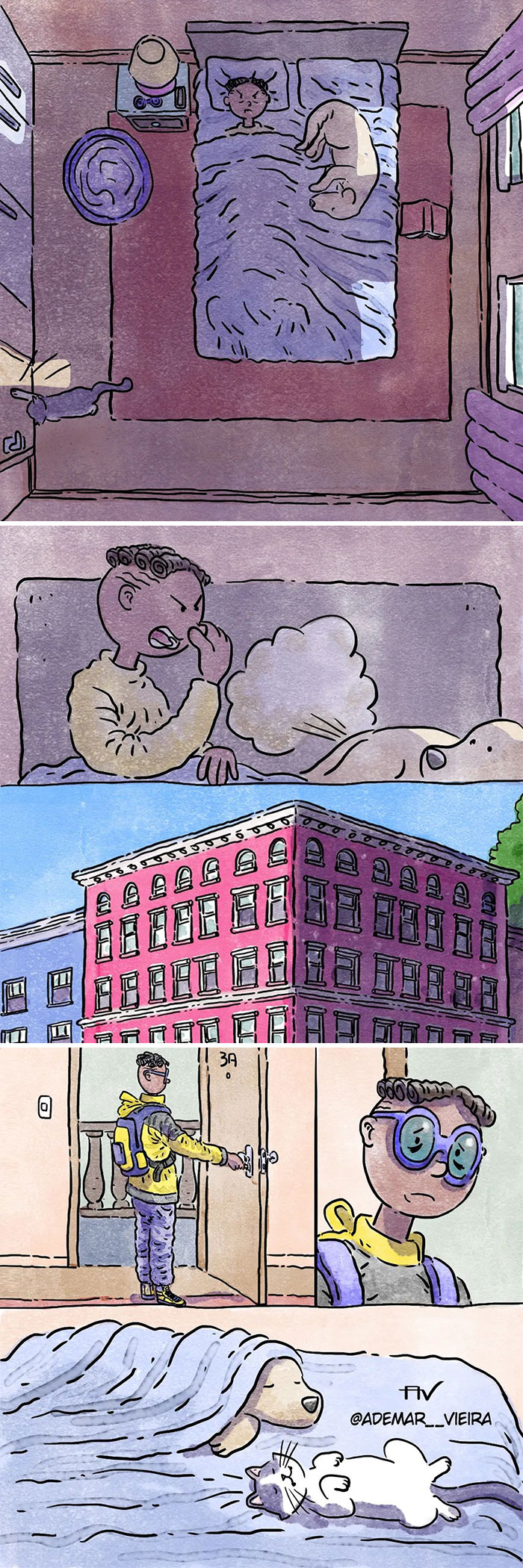 5 Emotivos cómics sobre la vida con un perro y un gato, por Ademar Vieira