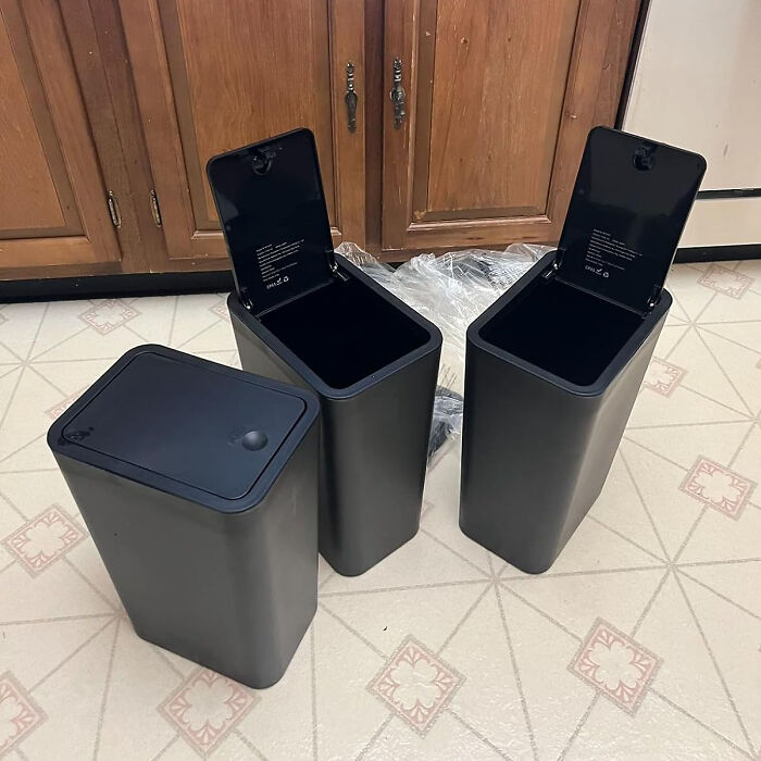 Compact Cleanup: 3-Pack 10-Liter Trash Can With Lid - Slim And Sleek Bins For Every Room In Your Home!