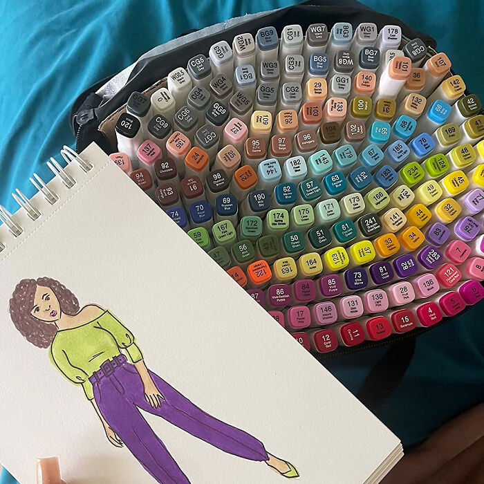 Unleash Your Creativity: 121 Colors Dual Tip Art Markers Set With Blender, Pad, And Case!