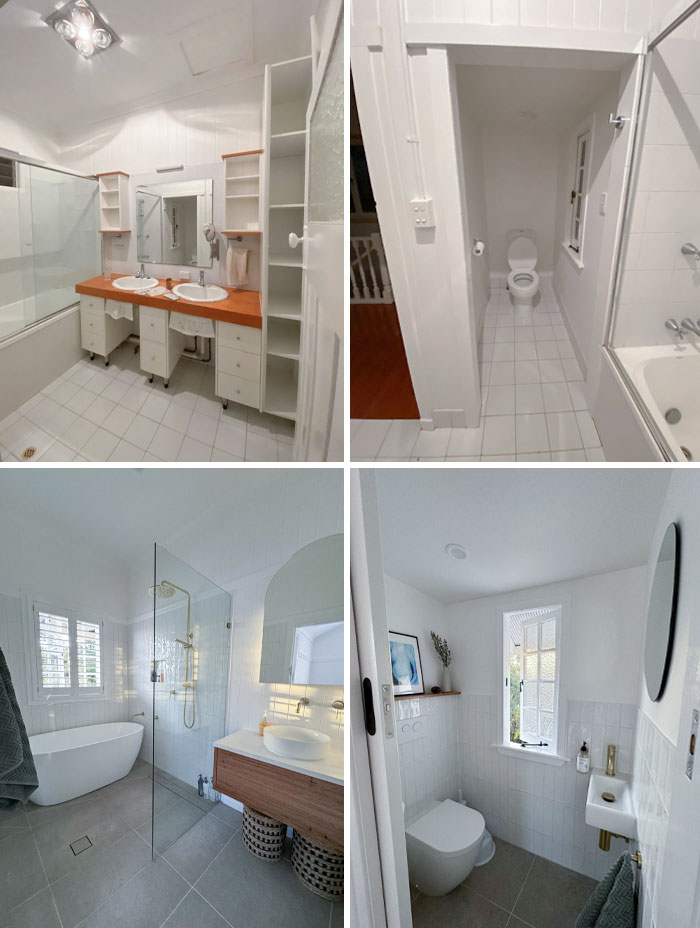 Bathroom Renovation Before And After. We Tried To Make The Design Contemporary But Remain True To The 1930s Queenslander House