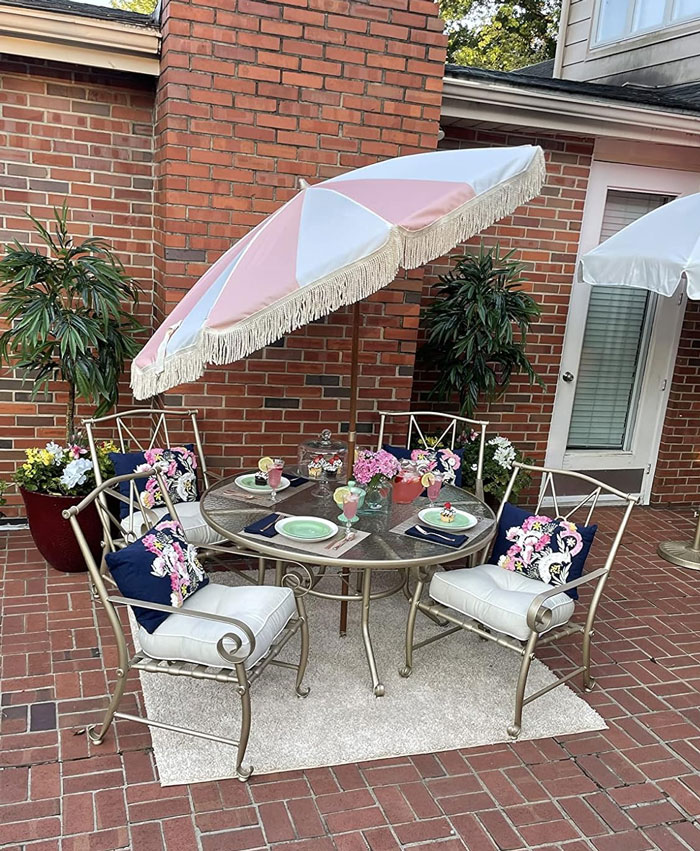 Embrace The California Vibes Without Hitting The Coast With The Chic Summerland Beach Umbrella!