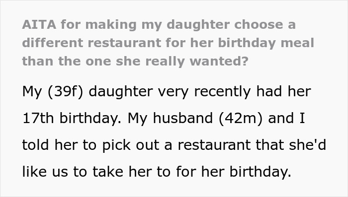 Mom Asks Daughter To Choose Another Restaurant Because Her Brother Can’t Eat There, Gets Slammed Mom Asks Daughter To Choose Another Restaurant Because Her Brother Can’t Eat There, Gets Slammed