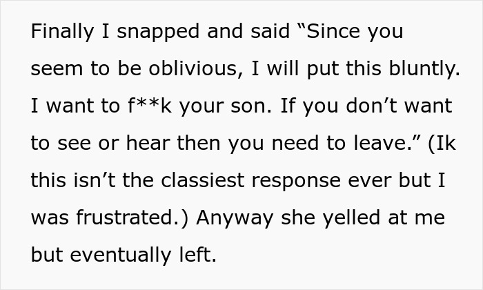 Mom Gets Kicked Out For Not Taking The Hint That Her Son And DIL Want Alone Time Mom Gets Kicked Out For Not Taking The Hint That Her Son And DIL Want Alone Time