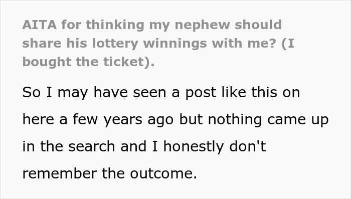 "I Really Need All Of It": Nephew Wins Lottery Money, Ticket Gifter Wants 75% Of It Back