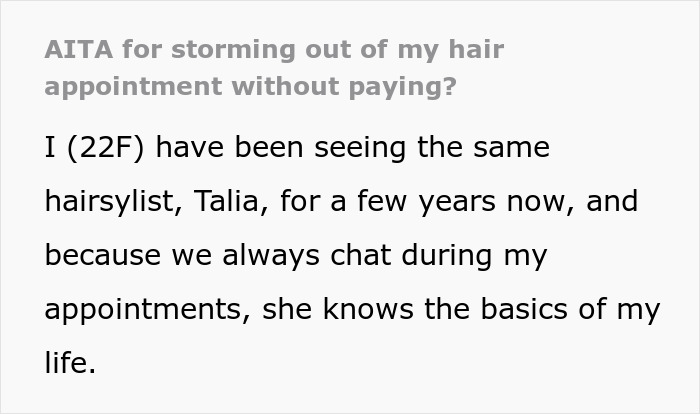 Woman Asks If She&rsquo;s Wrong For Storming Out Of The Hair Salon After Hairdresser&rsquo;s Words Hurt Her