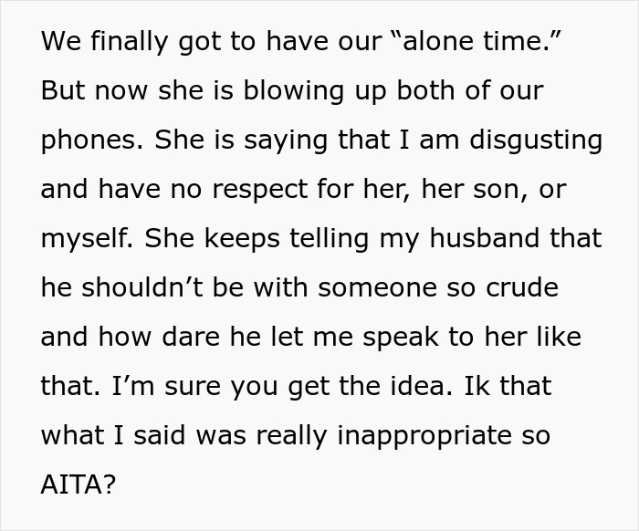 Mom Gets Kicked Out For Not Taking The Hint That Her Son And DIL Want Alone Time Mom Gets Kicked Out For Not Taking The Hint That Her Son And DIL Want Alone Time