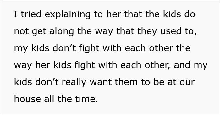 Text excerpt discussing a woman explaining to her neighbor why she won’t be a free babysitter over the summer.