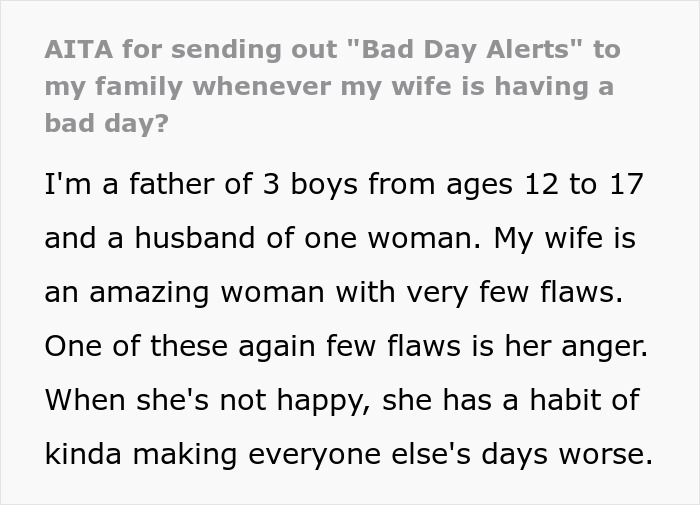 Dad Gets A Wake-Up Call After People Tell Him Wife's "Bad Days" Are Not For Him To Manage