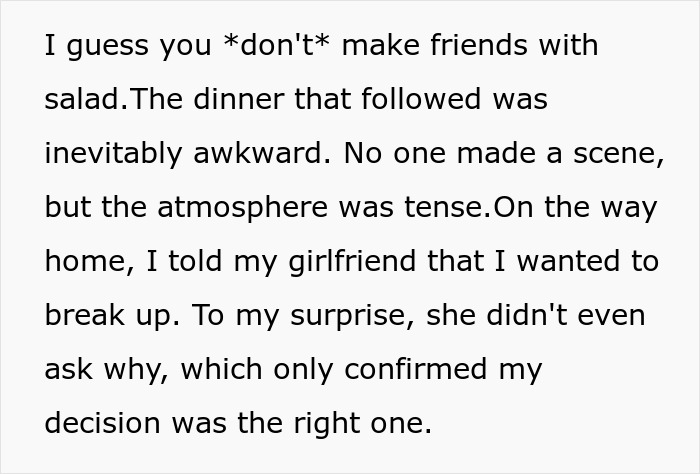 &ldquo;Pass The Salad&rdquo;: Silence Settles As Family Realize Woman&rsquo;s BF Understood Their Insults Toward Him