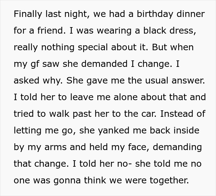 Woman’s GF Yells At Her For Wearing Dress And Having Long Hair, Relationship Is Put Into Question - 7
