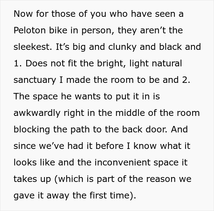 Woman Doesn&rsquo;t Let Husband Invade Her Personal Corner At Home With His Peloton, Drama Ensues