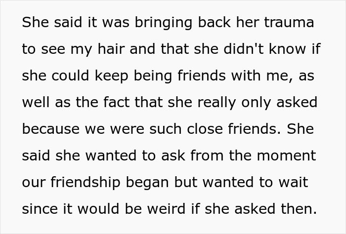 Woman Is Stunned When A Friend Asks Her To Cut Off Her Hair, Claiming It Reminds Her Of Her Trauma