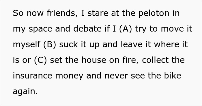 Woman Doesn&rsquo;t Let Husband Invade Her Personal Corner At Home With His Peloton, Drama Ensues