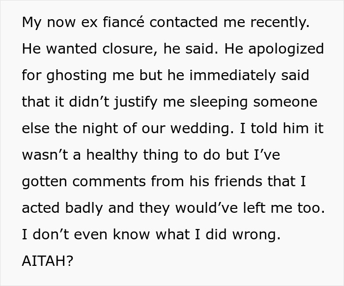 Man Ghosts Ex After Leaving Her At The Altar, Is Upset She Slept With Another Man The Same Night