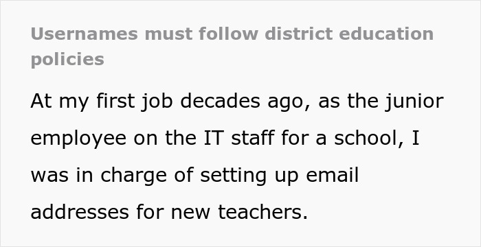 Teacher Has &lsquo;Unfortunate&rsquo; Initials, Admin Tells IT Guy To Go With Standard Structure Anyway 