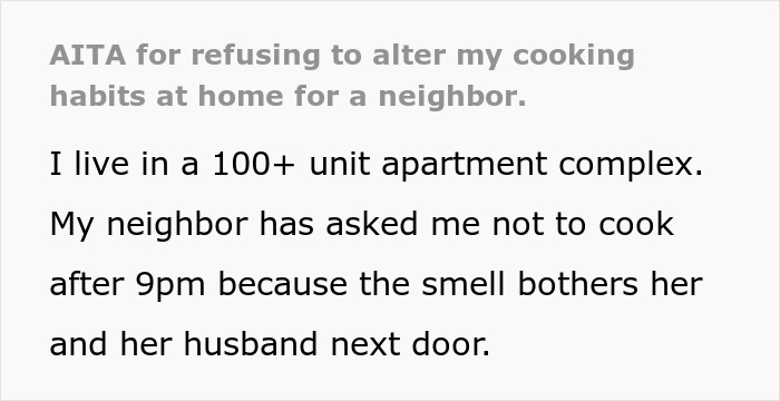 &ldquo;Am I The Jerk For Refusing To Alter My Cooking Habits At Home For A Neighbor?&rdquo;