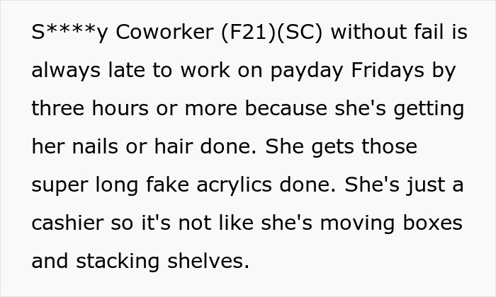 Woman Gets Her Nails Done On Every Payday Instead Of Working, Regrets It After Coworker’s Revenge Woman Gets Her Nails Done On Every Payday Instead Of Working, Regrets It After Coworker’s Revenge