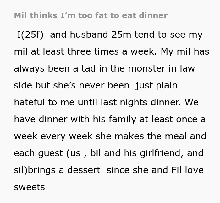 Woman Who Called Her Daughter-In-Law &ldquo;Too Fat To Eat Dinner&rdquo; Is Shocked When She Leaves