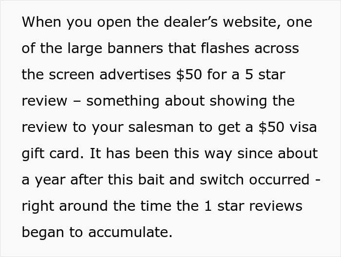&ldquo;Nearly 3.5k Total Reviews&rdquo;: Car Dealership Tries To Bait And Switch The Wrong Customer