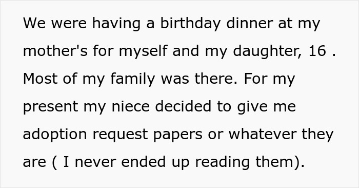 Family Drama Ensues After Niece Gives Woman Adoption Papers As A Surprise And She Rejects Them