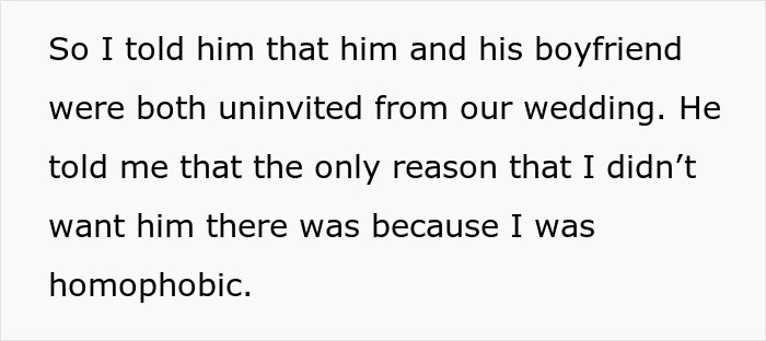 "AITA For Uninviting My Gay Brother And His Boyfriend To My Wedding?"