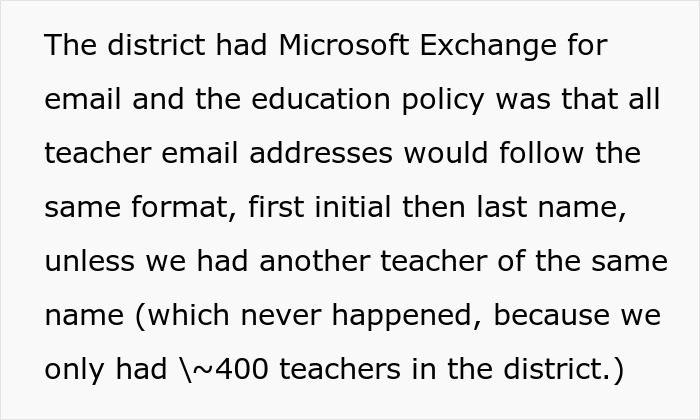 Teacher Has &lsquo;Unfortunate&rsquo; Initials, Admin Tells IT Guy To Go With Standard Structure Anyway 