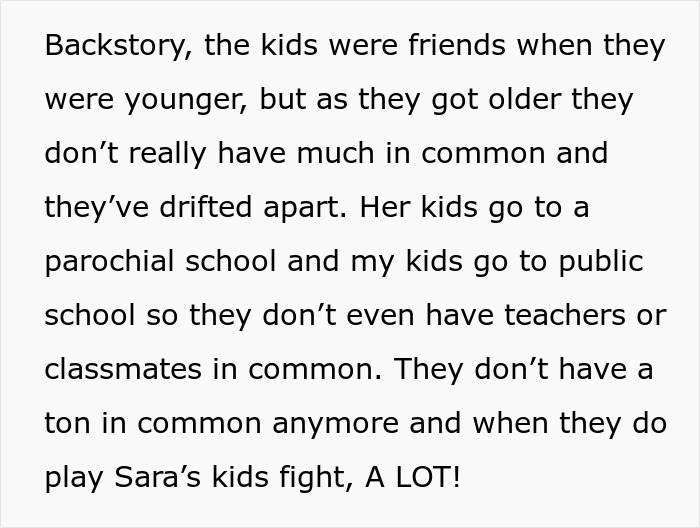 Text excerpt explaining drifting apart of neighbors’ kids and conflicts, related to free babysitter summer issue.