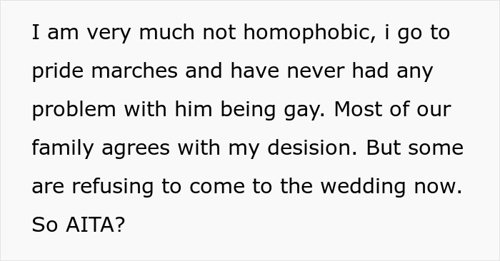 "AITA For Uninviting My Gay Brother And His Boyfriend To My Wedding?"
