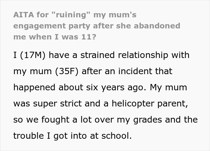 Teen hurt six years after mom abandoned him over tantrum, struggling with their strained relationship and family conflict.