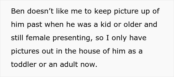 Mom Agrees To Hide All Photos Of Her Son Pre-Transition Except For One, Gets Called Cruel