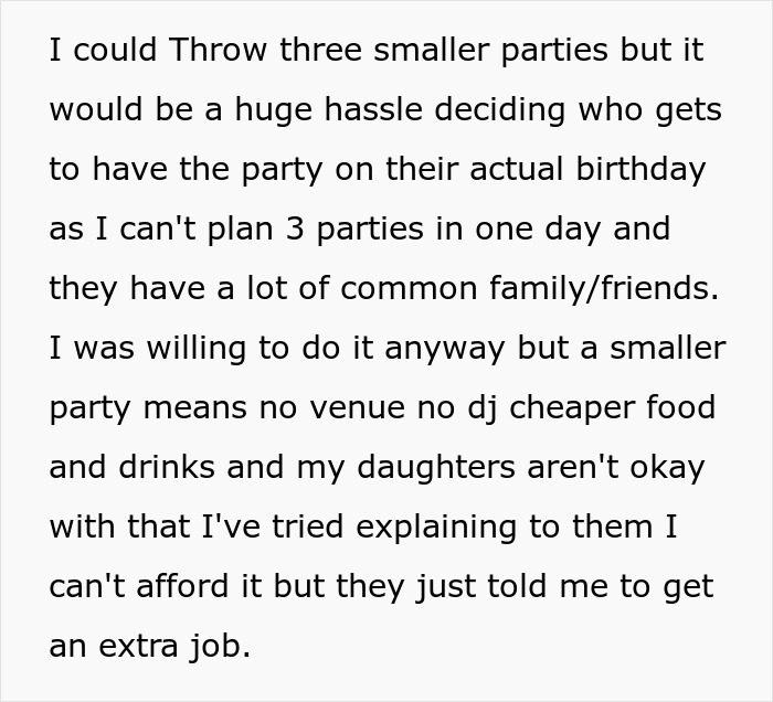 Triplets Want Individual "Sweet 16s", Tell Mom To Get An Extra Job If She Can't Afford It