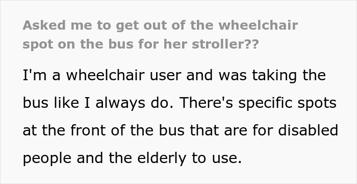 Entitled Mom Expects Person In Wheelchair To Walk So She Can Park Her Stroller, Gets Laughed At