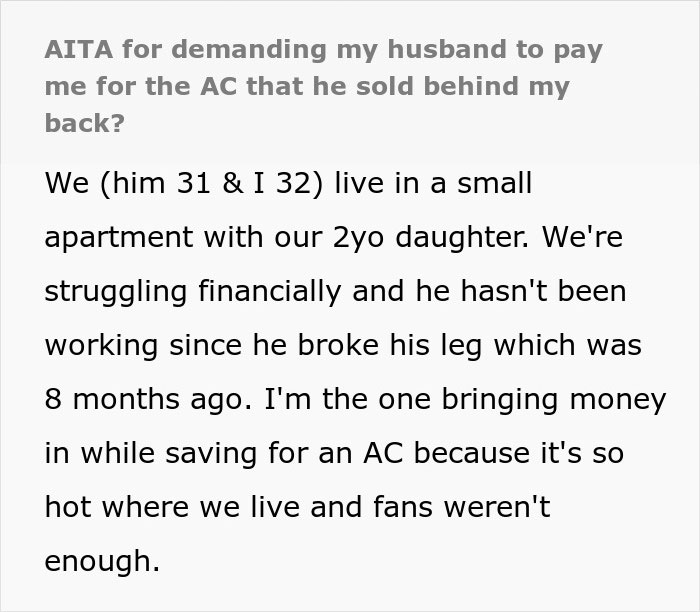 Husband Sees Wife's New AC, Says He Deserves A Trip With His Buddies If She Has That Kind Of Money