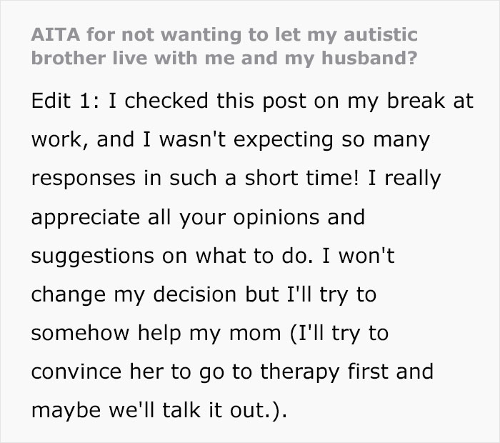 Mother Ruins Daughter’s Wedding By Asking Her To Let Autistic Brother Live With Her And Her Husband Mother Ruins Daughter’s Wedding By Asking Her To Let Autistic Brother Live With Her And Her Husband