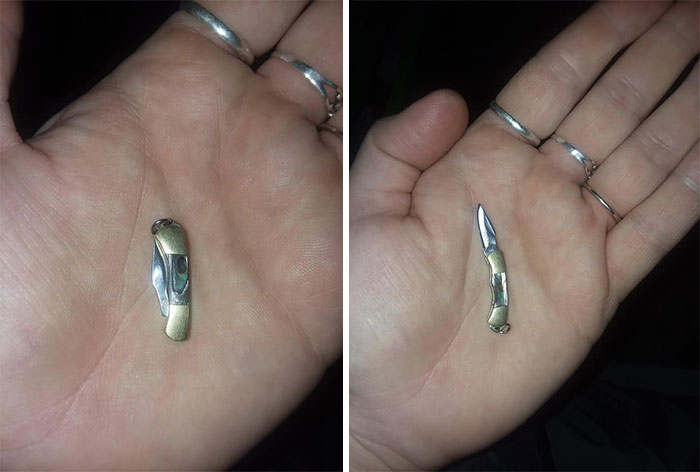 Teeny Tiny Fully Functional Knife With Mother Of Pearl Handle